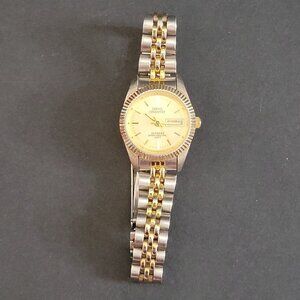 Sarah Coventry Supreme Day-Date Watch Two-Tone Water Resistant Stainless Steel